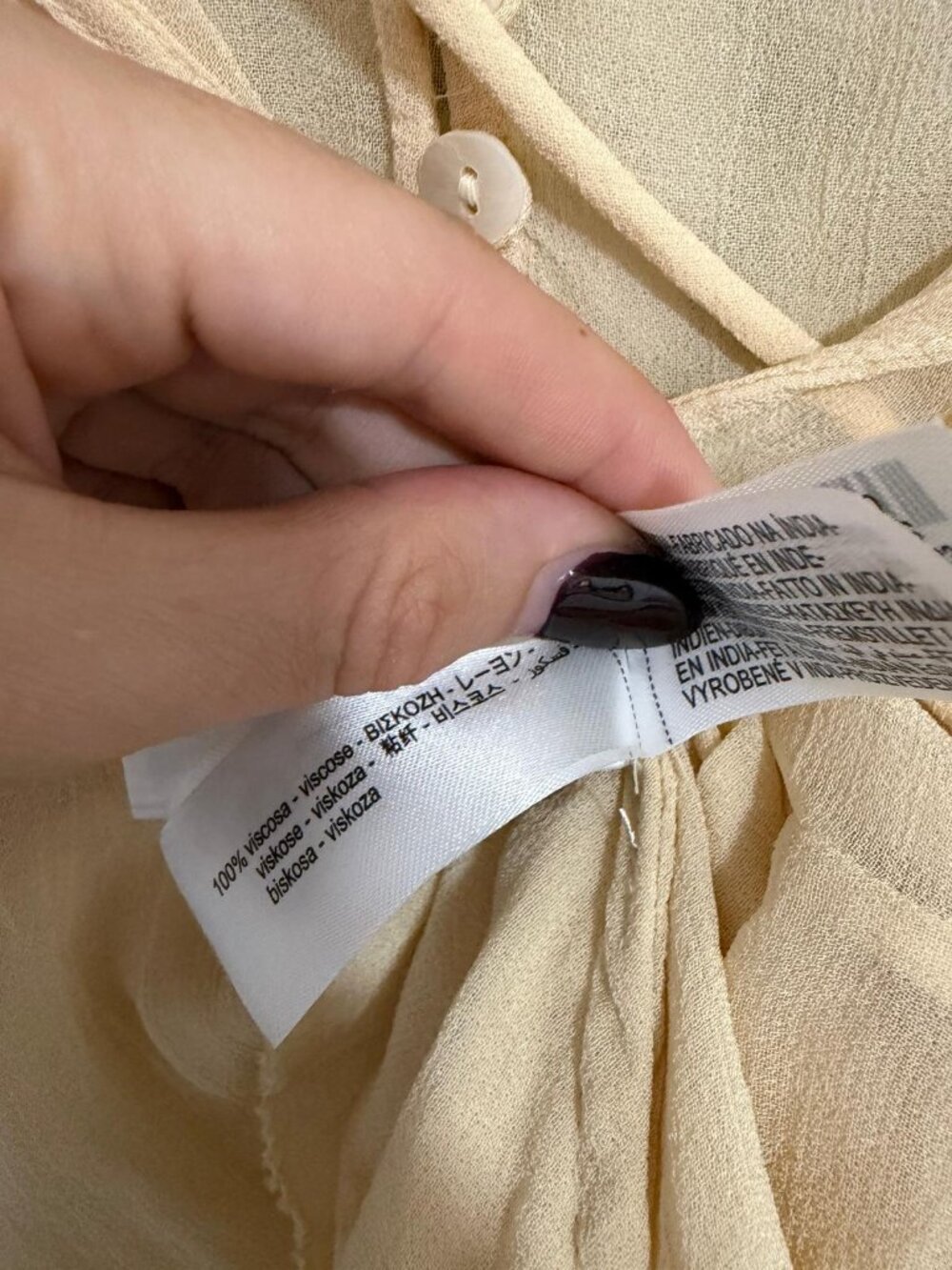 Zara Light Beige Ruffle Tie-Neck Blouse - Picture 6 of 8